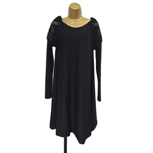 Crea Merino Wool Midi Dress Lagenlook Womans Euro 44 US 14 Trapeze Embroidered